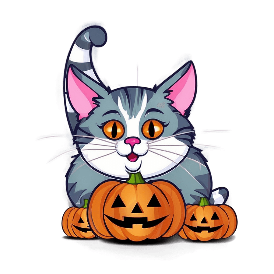 Halloween Cat Cartoon PNG ram46
