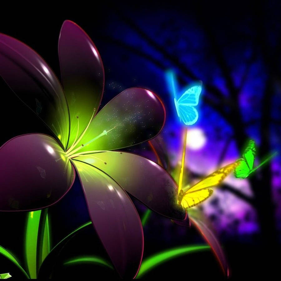 Wonderful HD neon butterflies Tablet wallpaper