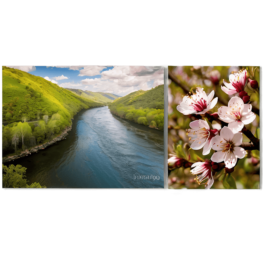 River in Spring Bloom PNG uet55