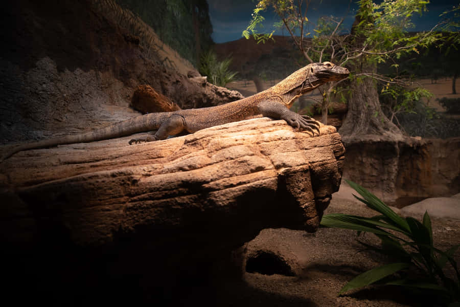 Dragão Komodo Repousando na Rocha