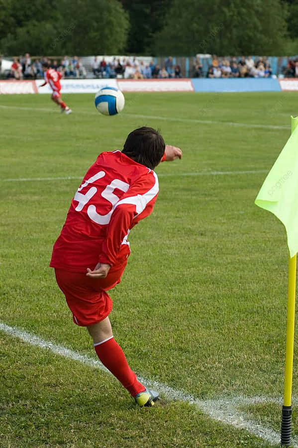 Fußballspieler beim Eckstoß