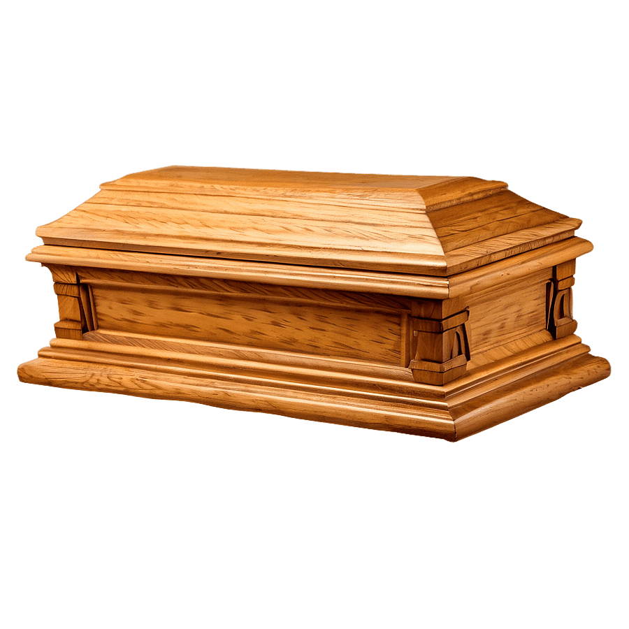 Traditional Oak Casket PNG 05262024