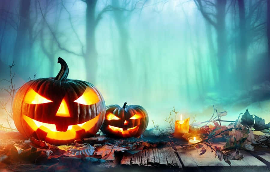 Imagemde abóboras assustadoras de outono no Halloween.