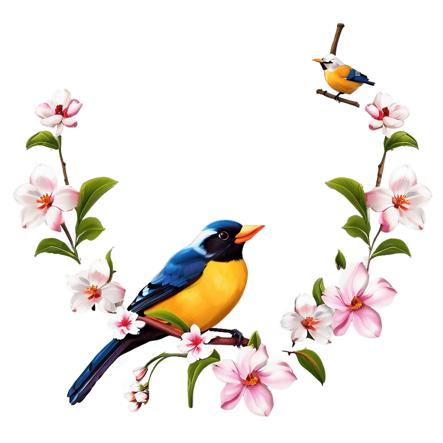 Spring Flowers and Birds PNG nxc69