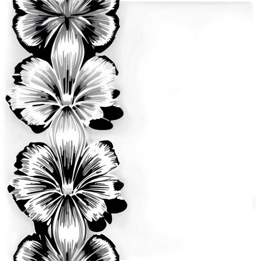 Engraved Black and White Flower PNG xsy3