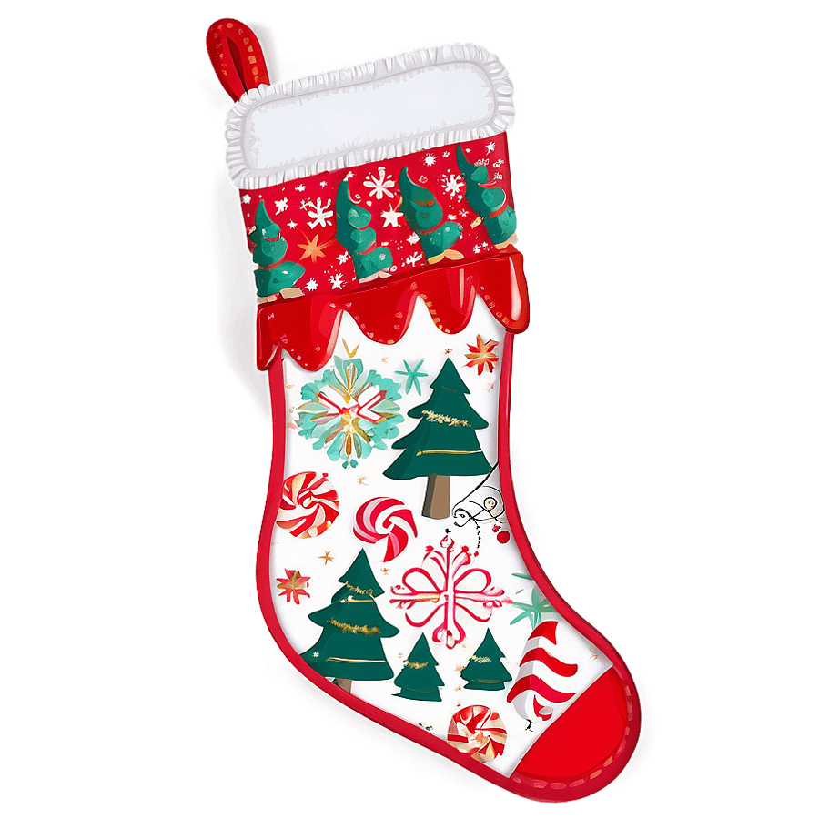 Whimsical Christmas Aesthetic Stocking PNG 06232024