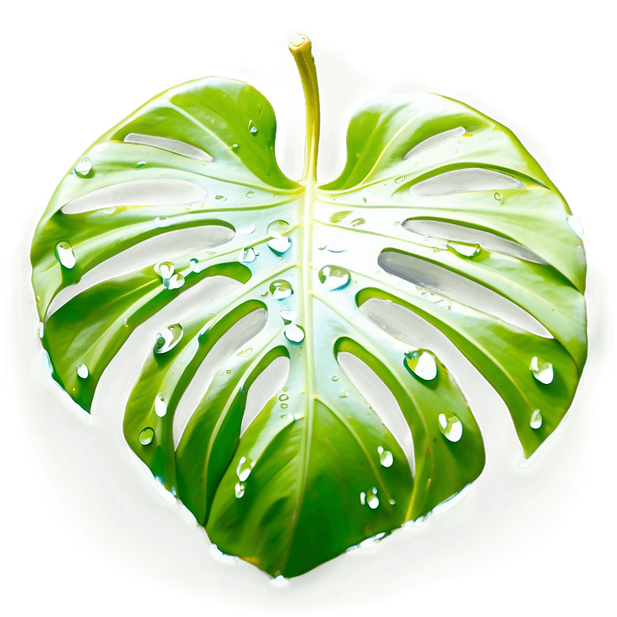 Monstera Leaf with Dew Drops PNG fsb19