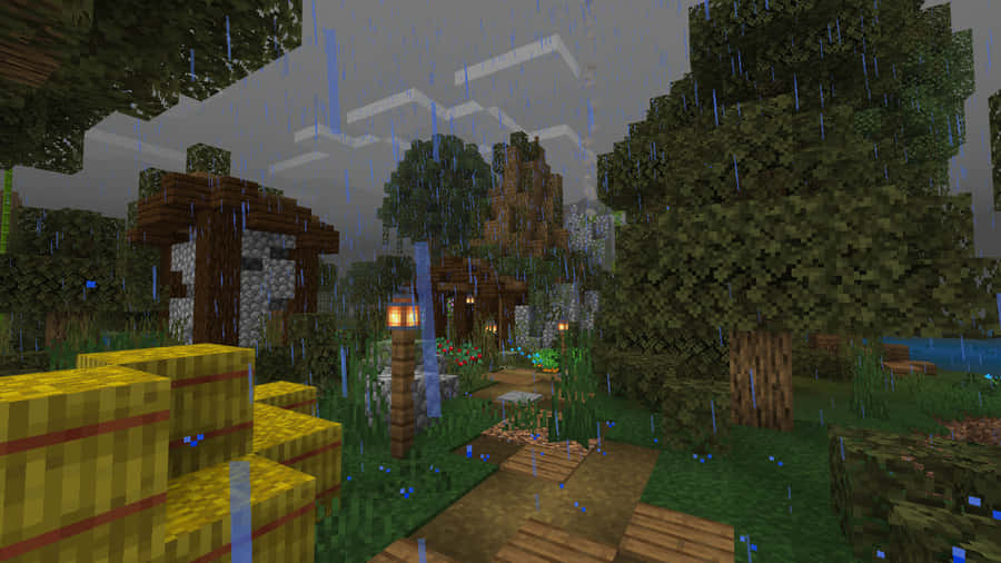 MinecraftDörfer 1366 x 768 Hintergrundbild