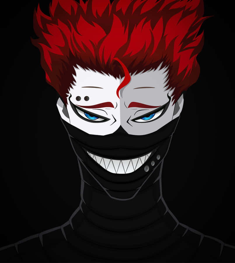 Anime-Charakter mit rotem Haar und Maske