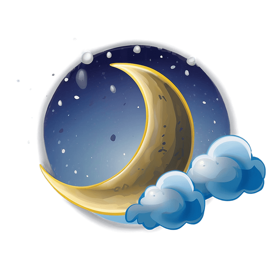 Cartoon Moon and Clouds PNG 53