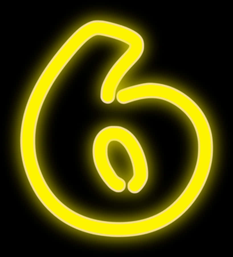 Neon Yellow Number Six