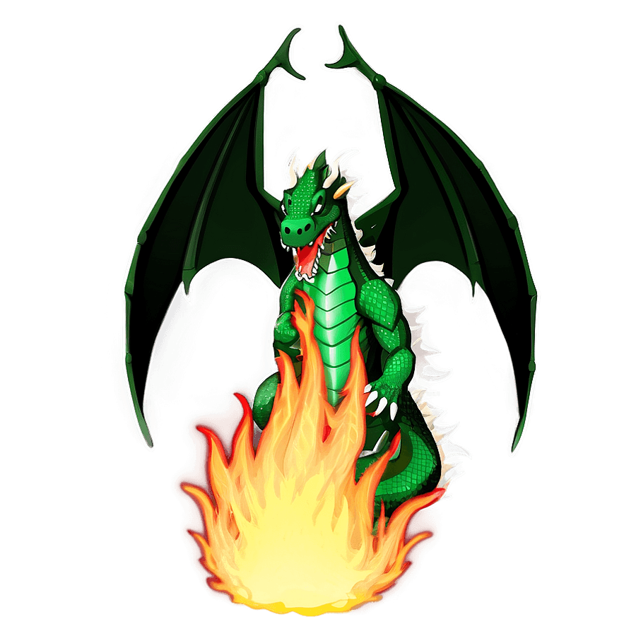 Green Dragon Breathing Fire PNG ymj