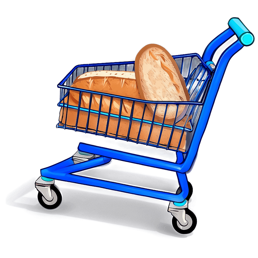 Grocery Cart with Bread PNG nke