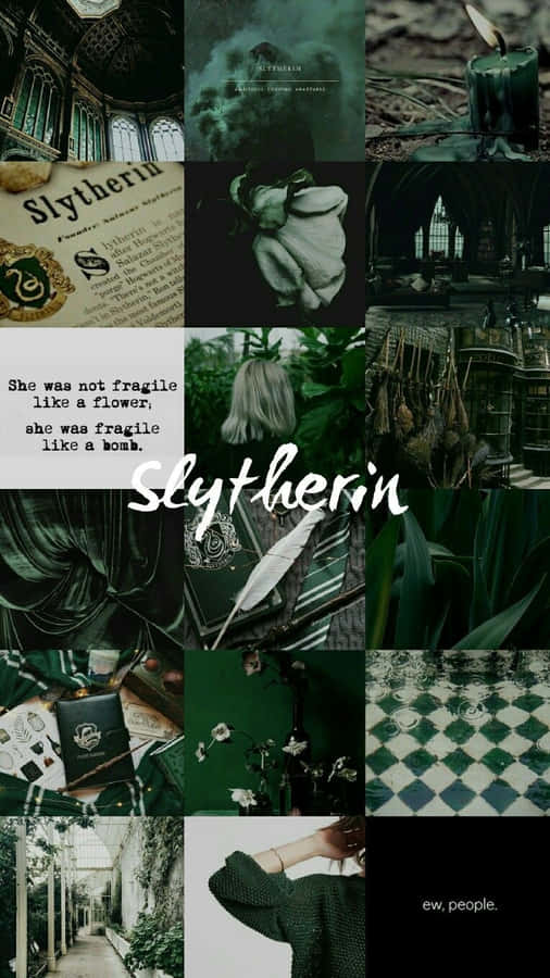 Colagem Estética da Bruxa Verde de Slytherin