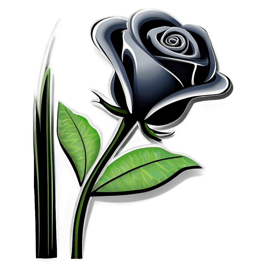 Stylized Black and White Rose PNG 06252024