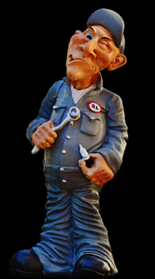 Caricatured Mechanic Figurine