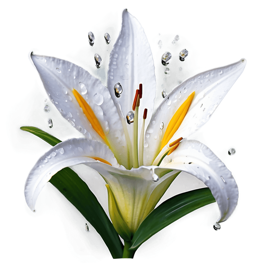 White Lily with Dewdrops PNG 06232024