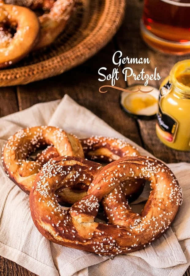 DeutschBrezeln auf einem Holztisch