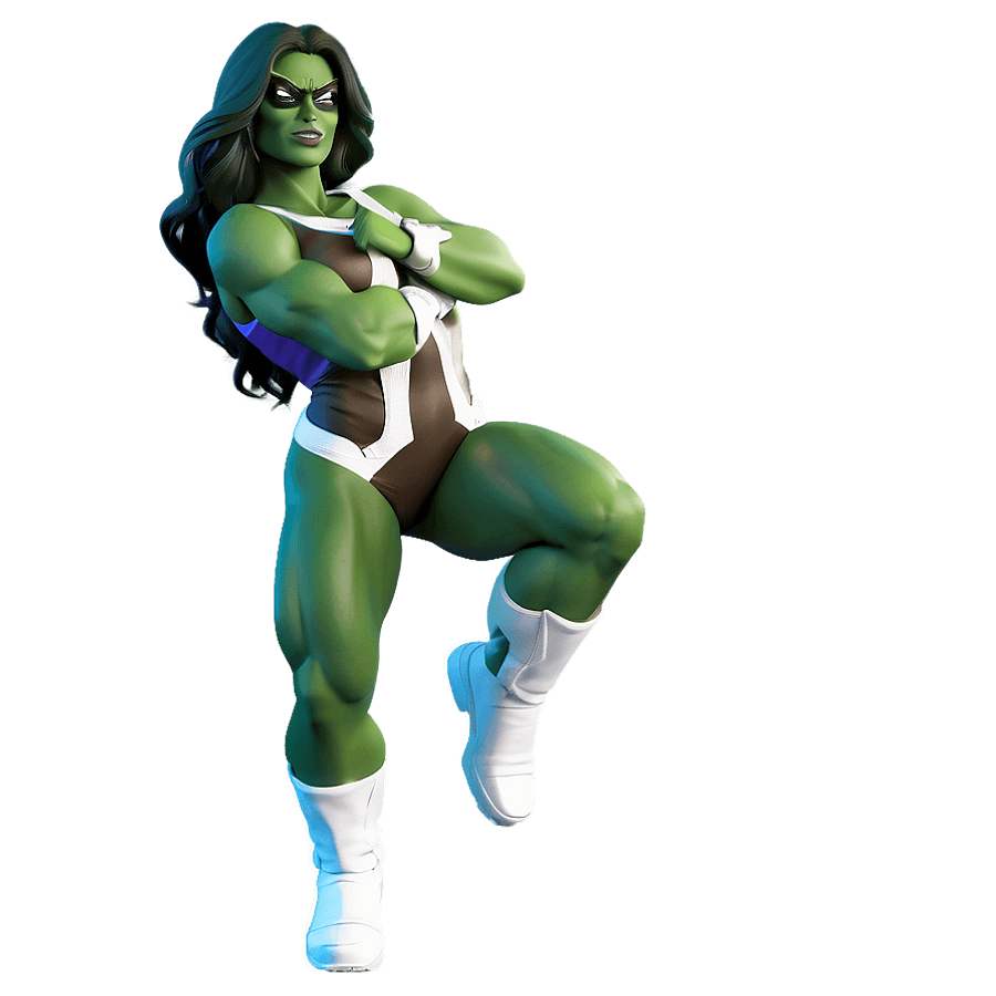 She Hulk Celebratory Pose PNG rqm16