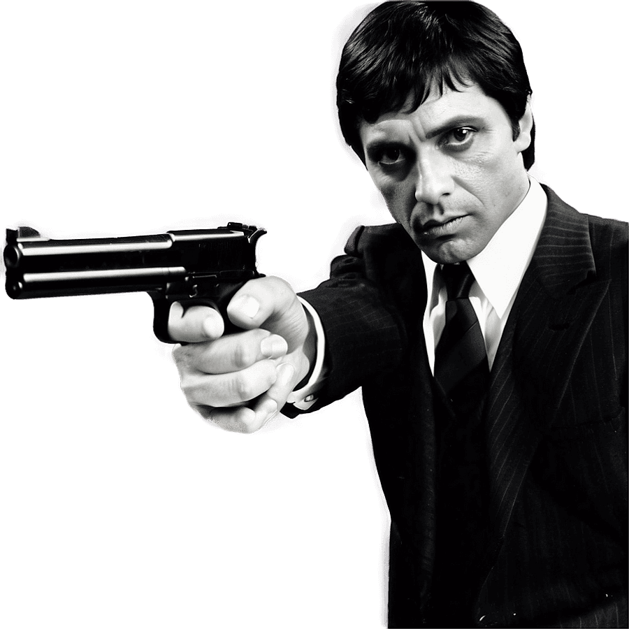 Scarface Black and White PNG 05212024