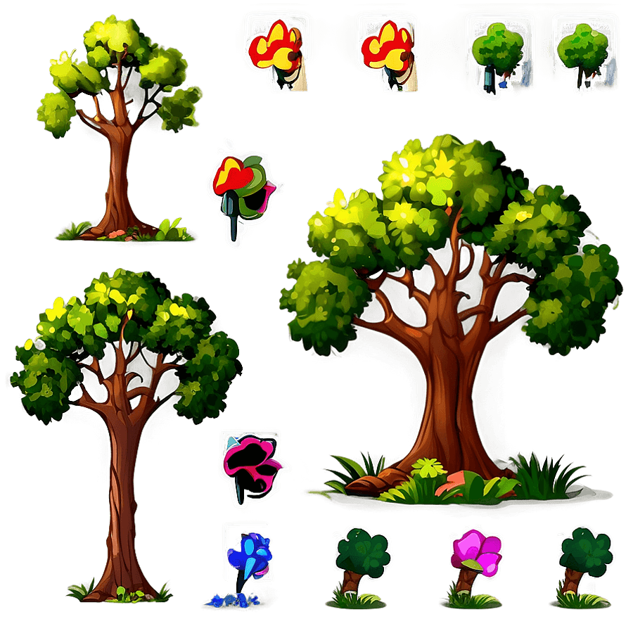 Cartoon Tree in Park PNG ytq