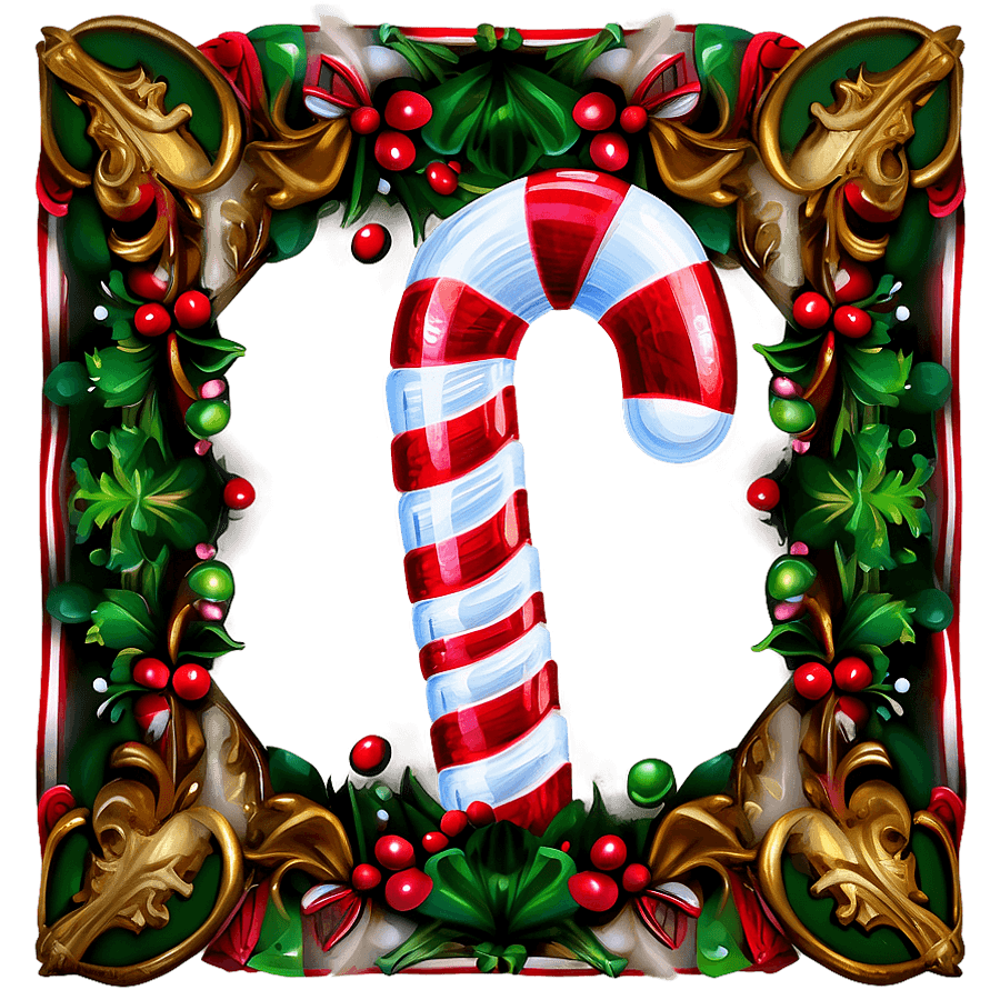 Yuletide Candy Cane Border PNG 06122024