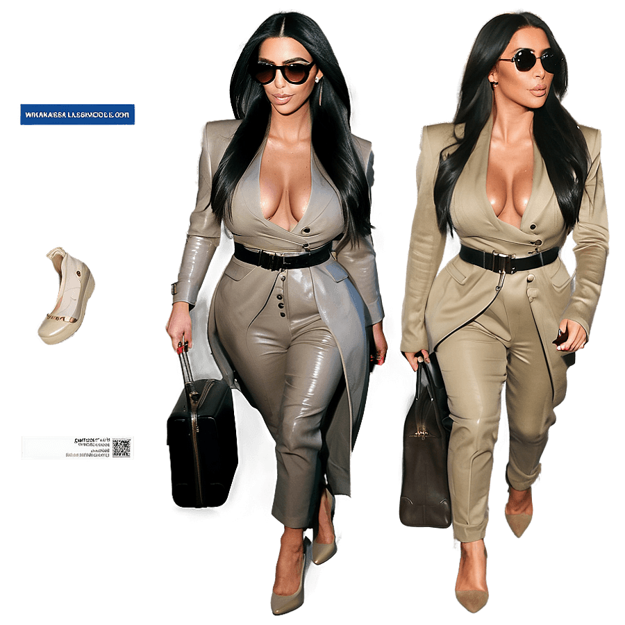 Kim Kardashian Jet-Setting Fashion PNG 06202024
