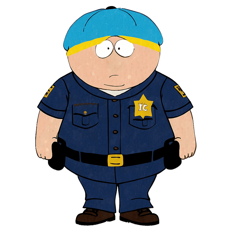 Eric Cartman in Police Uniform PNG 05232024