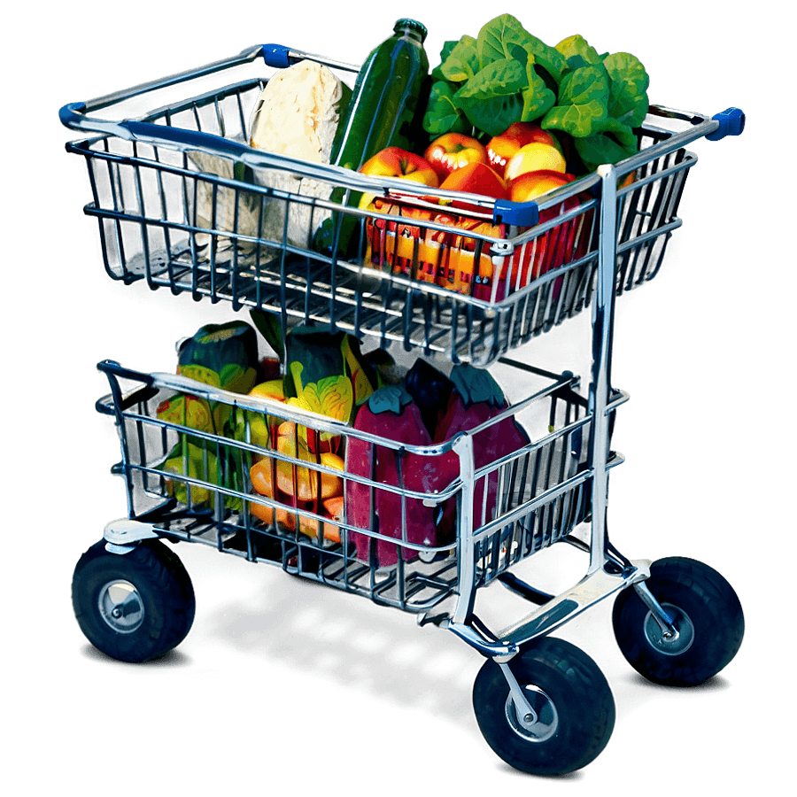 Mini Grocery Cart PNG 06282024