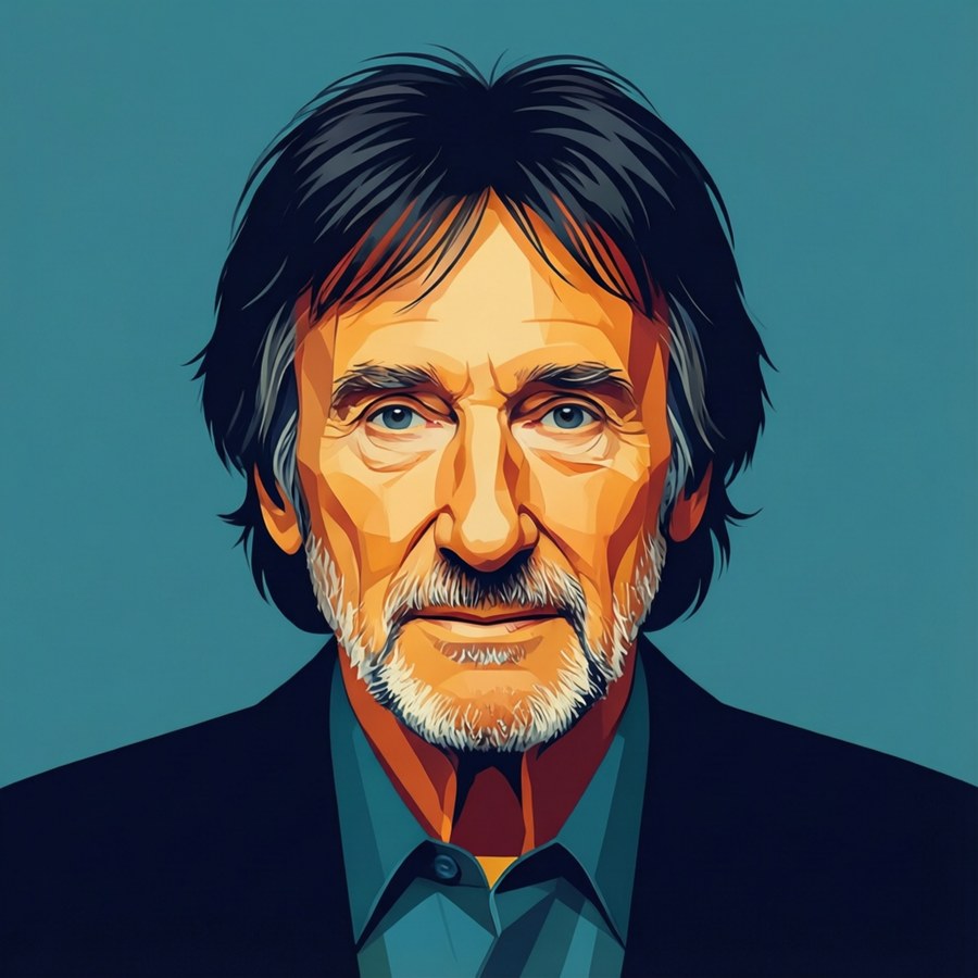 Minimalist vector art portrait of Leonard Nimoy with flat colors.