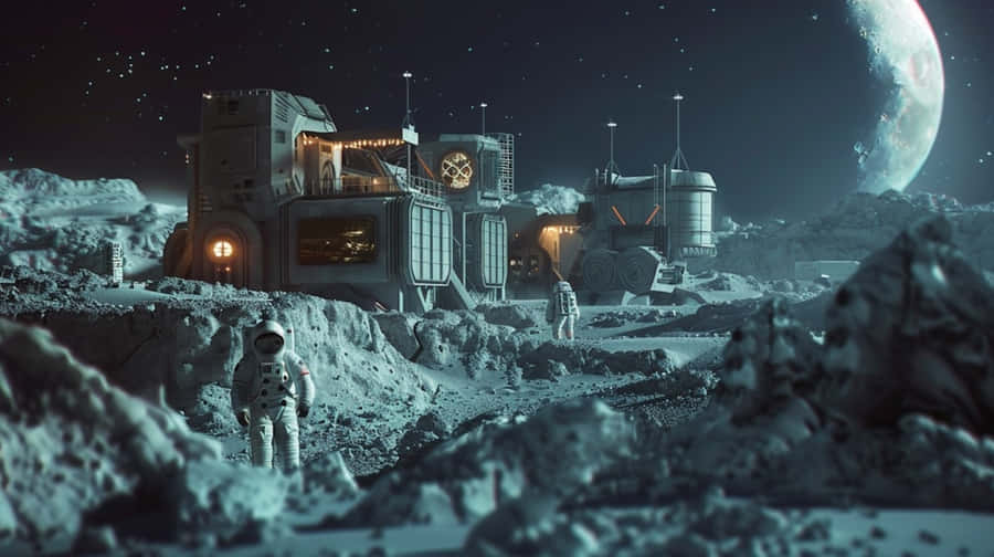 Scena di Costruzione della Base Lunare