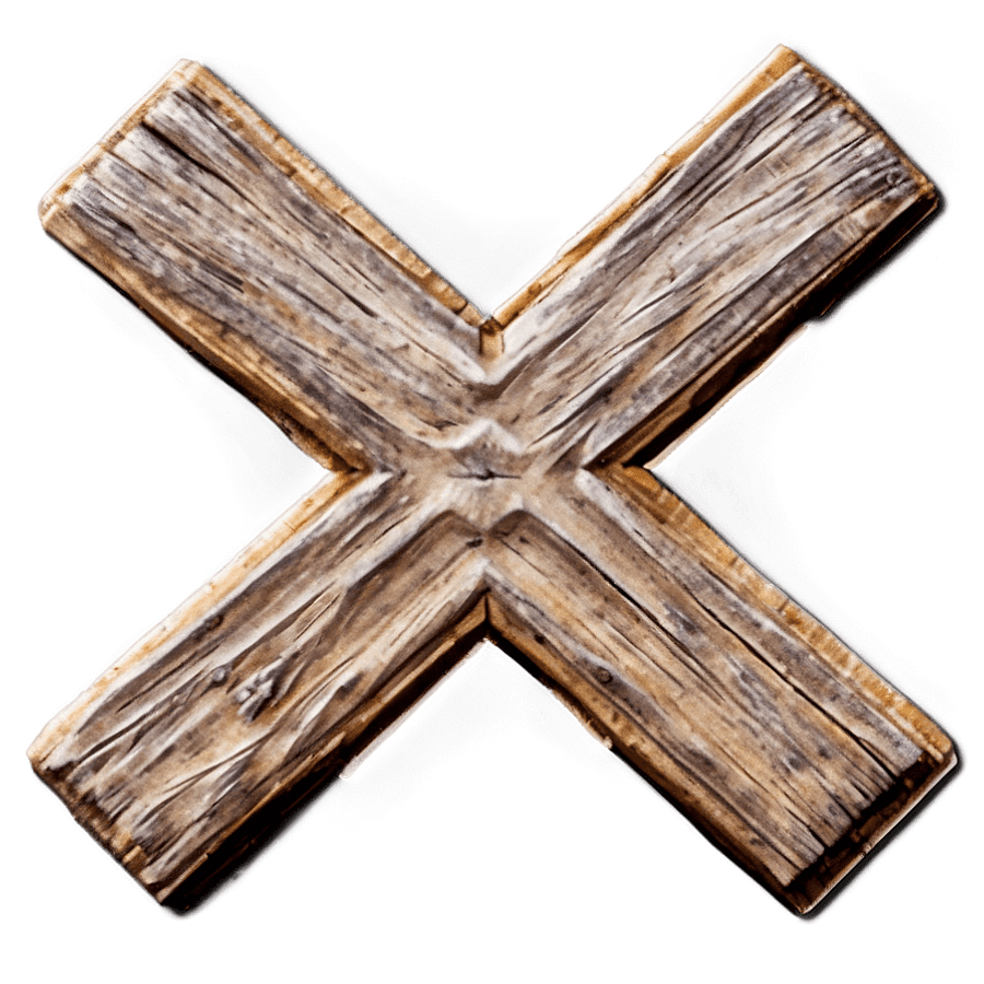 Rustic Wooden Letter X PNG 06242024