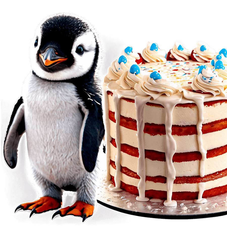 Baby Penguin with Cake PNG wdd5