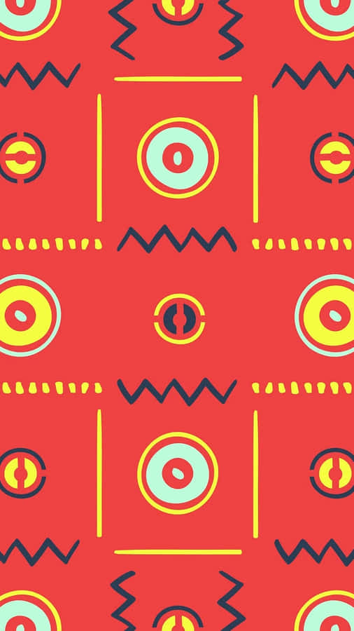 Vibrant Aztec Pattern Red Background
