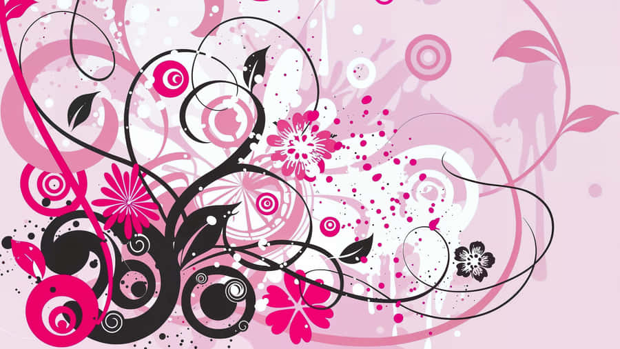 Abstraktes florales Pink und schwarzes Design