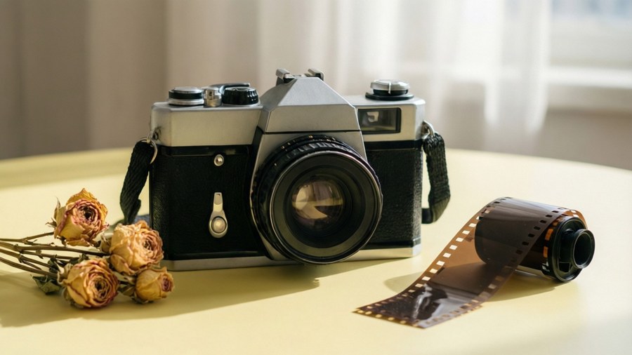 Vintage Kamera-Setup Hintergrundbilder