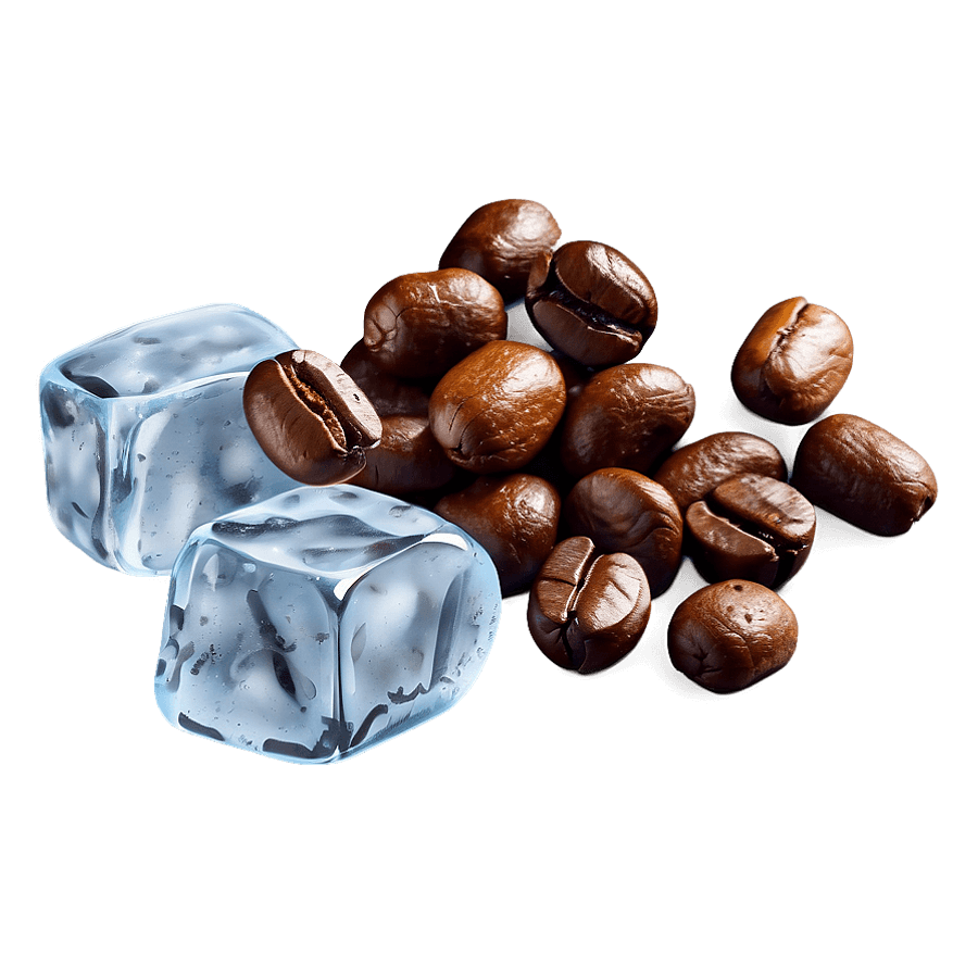 Ice Cubes and Coffee Beans PNG 05252024