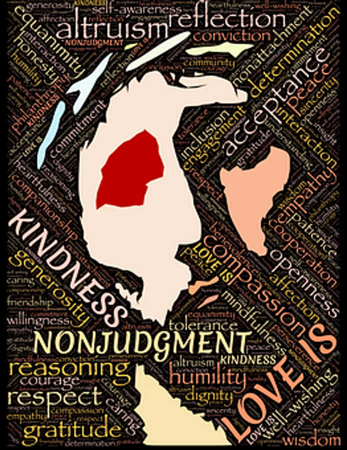 Loveand Kindness Word Art Silhouette