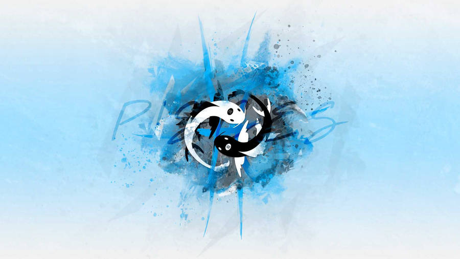 Vissen blauwe spetterende verf wallpaper