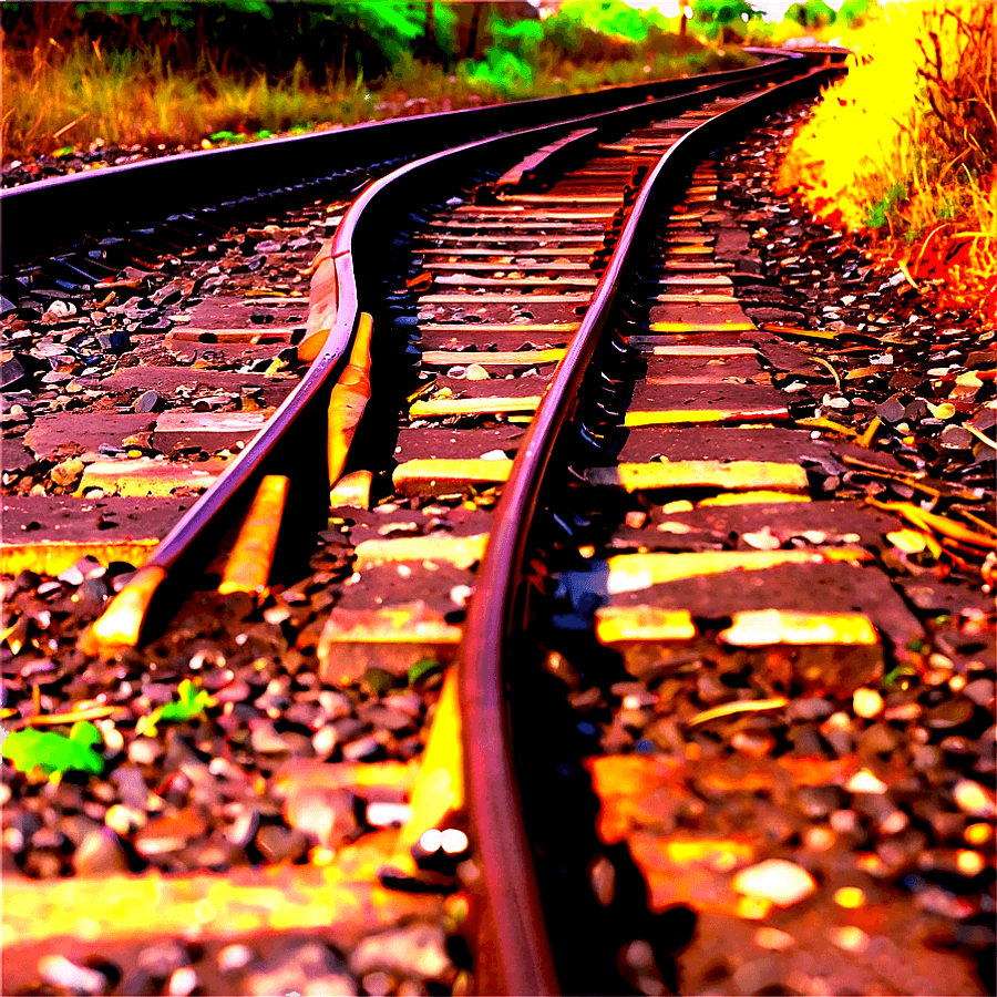 Railway Track Sunset PNG 12