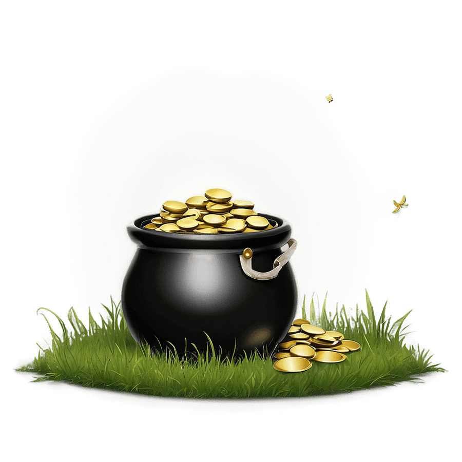 Pot of Gold in Grass PNG 05252024