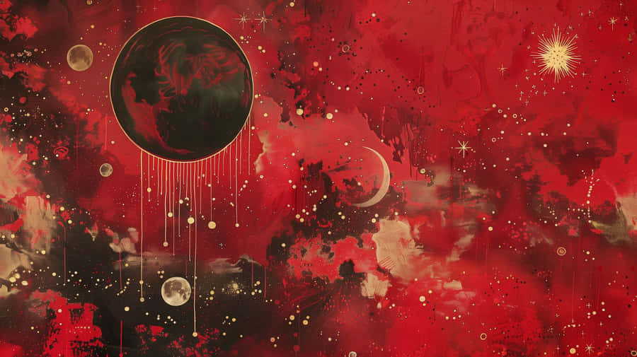 Estética Abstrata Celestial Vermelha