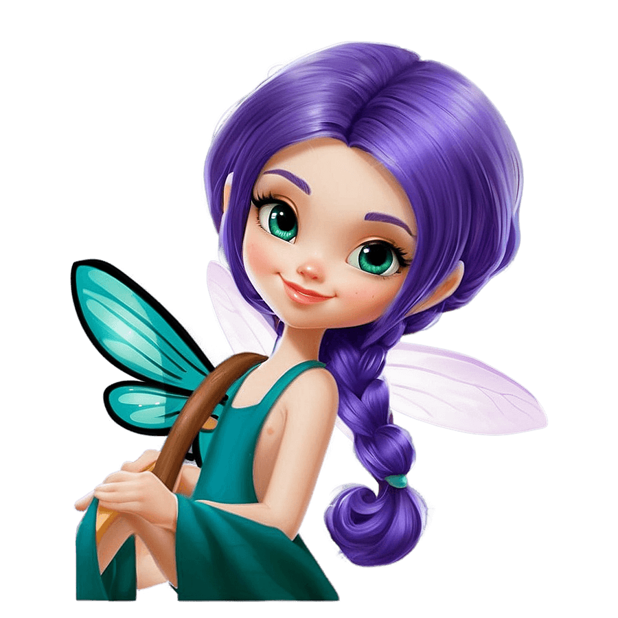 Purple Hair Fairy Tale Character PNG 91