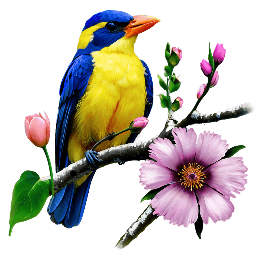 Spring Flowers and Birds PNG ywq63