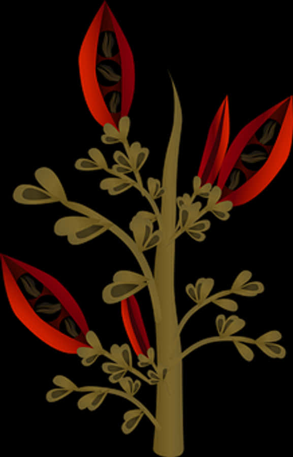 Abstract Red Leaf Plant Illustration