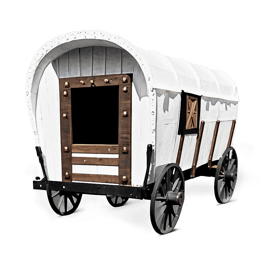 Black and White Covered Wagon PNG 93