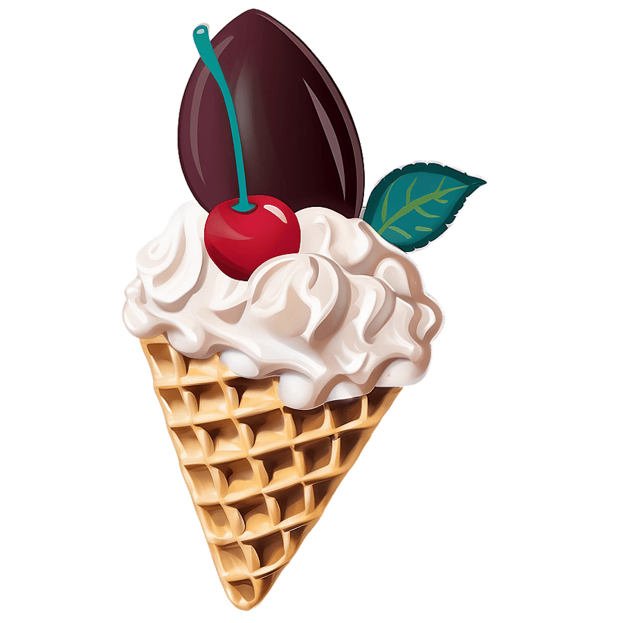 Cherry Waffle Cone PNG 9