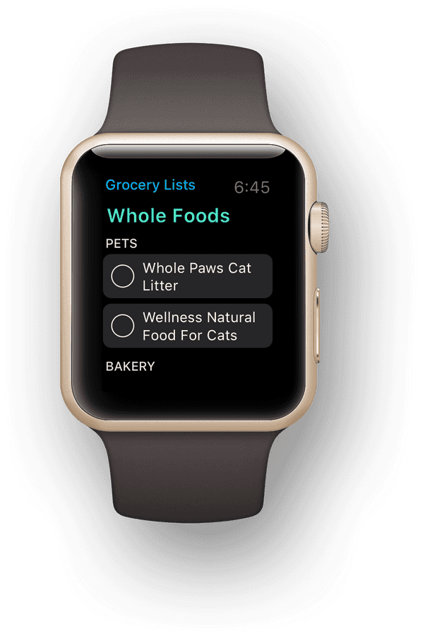 Smartwatch Grocery List Display