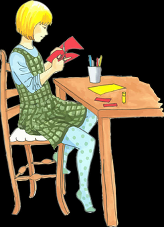 Blonde Child Crafting Activity