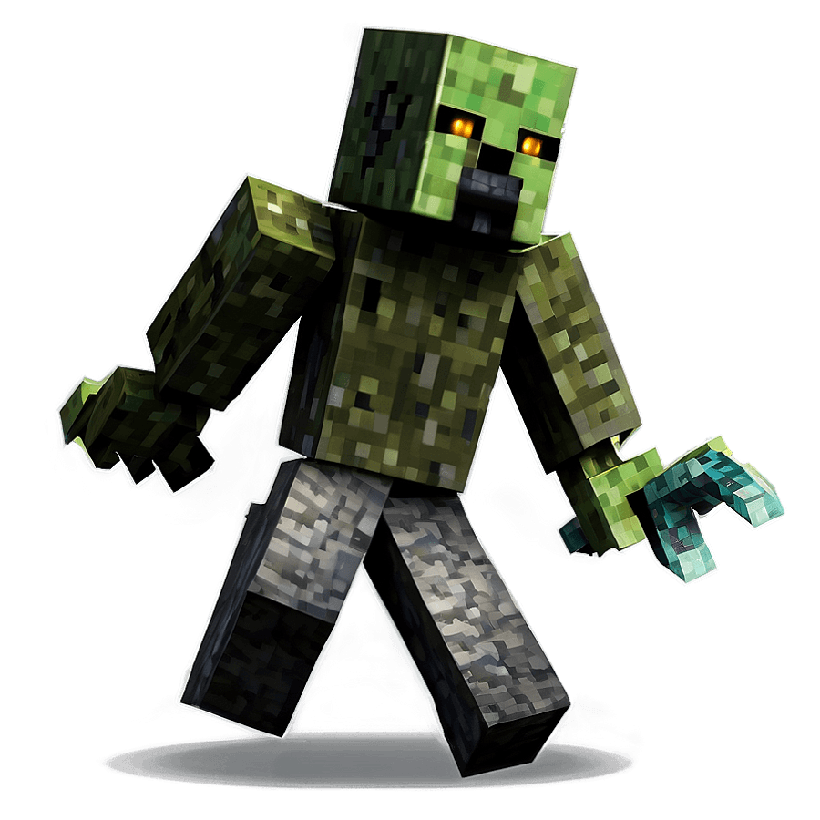 Minecraft Zombie in Battle PNG 05252024